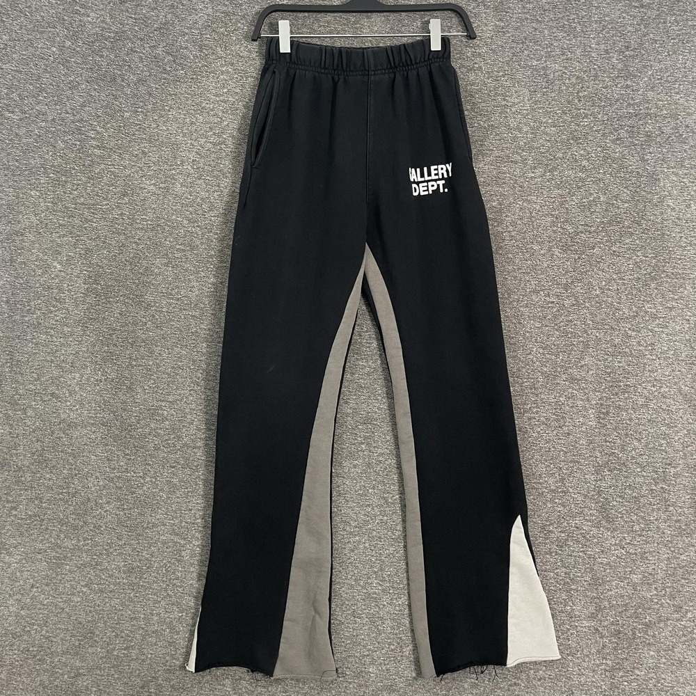 Gallery Dept Pants Mens Medium Black Sweatpants Colorblock Raw Hem Elastic Waist